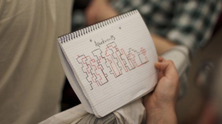 A very crude drawing of one of the levels featured in the game. Designed by Dan Griliopoulos.